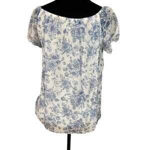 Luisa Ricci Italy Off The Shoulder Blouse S Silk Floral Lined Sheer Sleeves‎